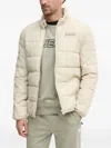 Guess Usa Quilted Logo-plaque Jacket In White