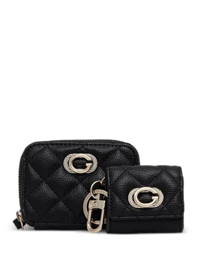 Guess Usa Quilted Logo Wallet In Black