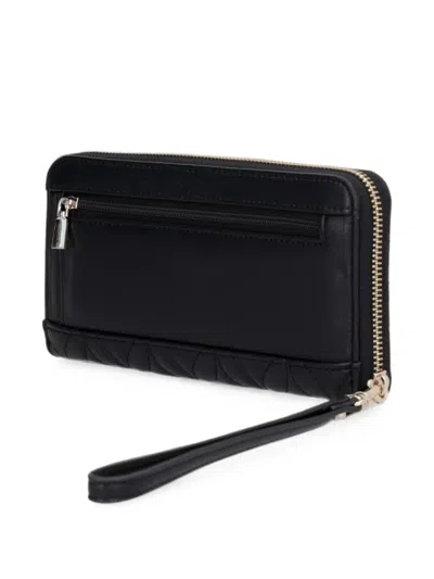 Guess Usa Quilted Logo-detail Wallet In Black