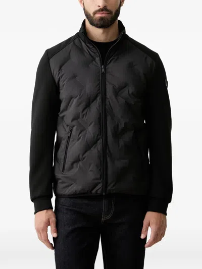 Guess Usa Quilted Logo-embossed Padded Jacket In Black