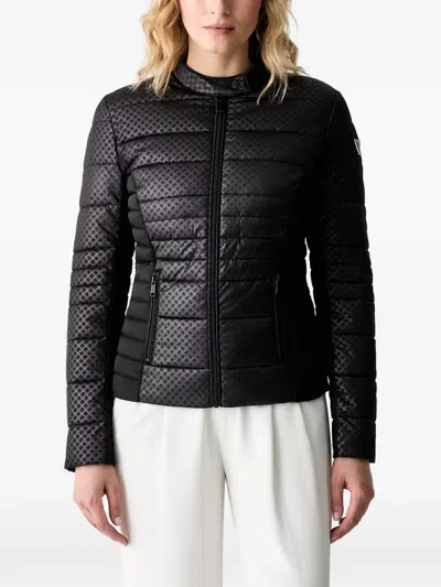 Guess Usa Quilted Logo-patch Puffer Jacket In Black