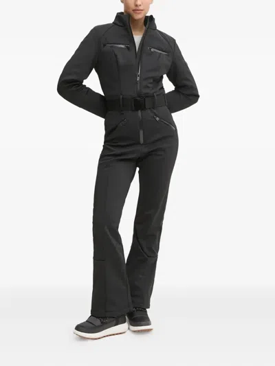 Guess Usa Quilted-panel Belted Ski Jumpsuit In Black