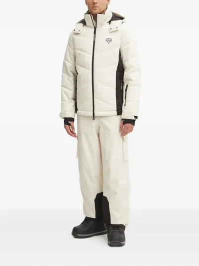 Guess Usa Quilted Panelled Ski Jacket In Neutral