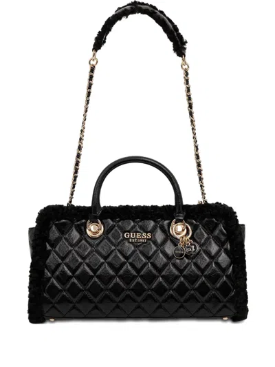 Guess Usa Quilted-pattern Tote Bag In Black