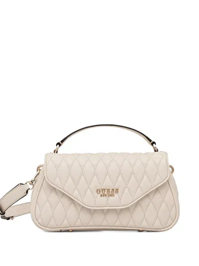 Guess Usa Quilted Satchel Cross Body Bag In Neutral