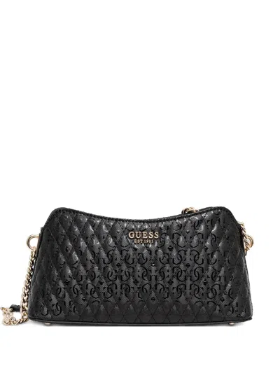 Guess Usa Quilted Leather Shoulder Bag In Black