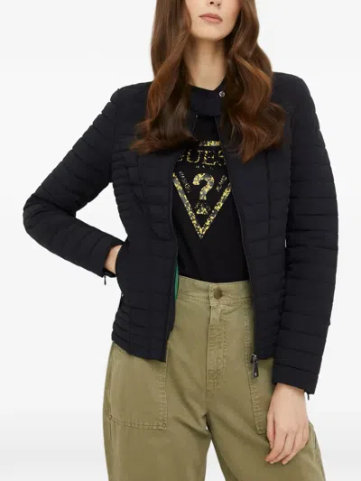 Guess Usa Quilted Zip Jacket In Black