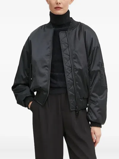 Guess Usa Quilted Zip-up Bomber Jacket In Black