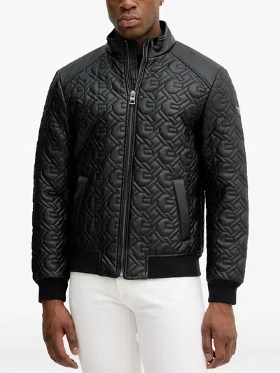 Guess Usa Quilted Zip-up Jacket In Black