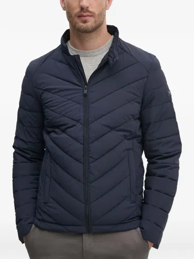 Guess Usa Quilted Zip-up Padded Jacket In Blue