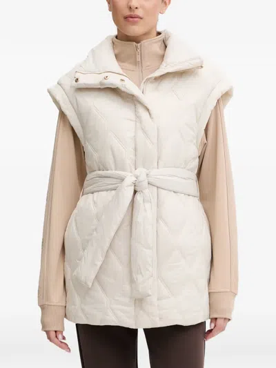 Guess Usa Quilted-design Belted Gilet In White