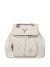 Guess Usa Quilted-finish Drawstring Backpack In White