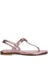 Guess Usa Rainey Metallic-effect Leather Flat Sandals