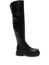 Guess Usa Rassa Knee-high Leather Boots In Black