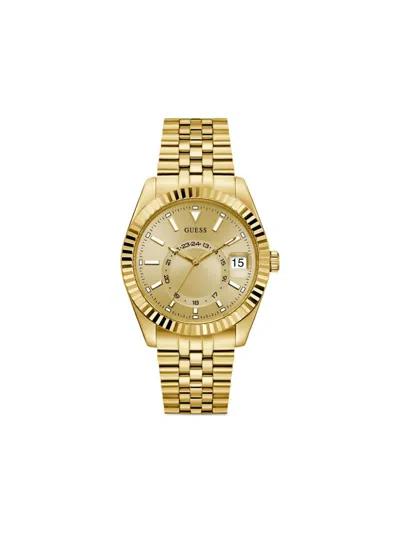 Guess Usa Recycled Steel Quartz 42mm In Gold