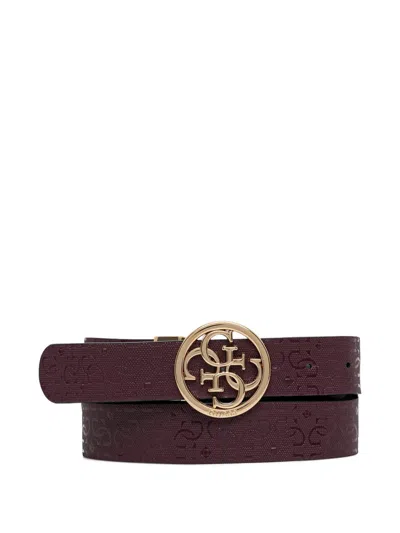 Guess Usa Reversible Logo-plaque Belt In Purple