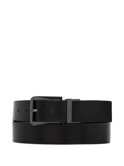 Guess Usa Reversible Saffiano-leather Belt In Black
