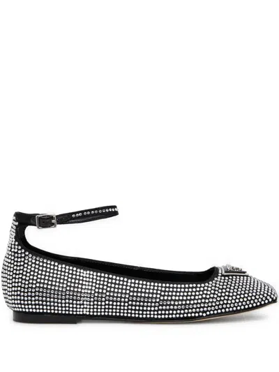 Guess Usa Rhinestone-embellished Ballerinas In Black