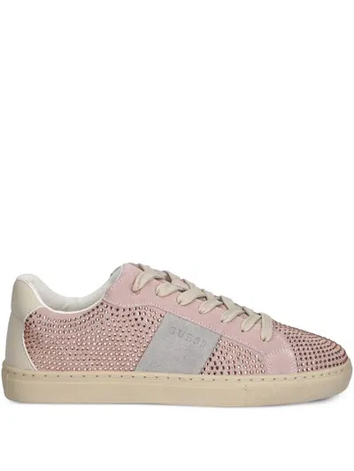 Guess Usa Rhinestone-embellished Sneakers In Pink