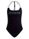 Guess Usa Rhinestone-embellished Swimsuit In Black