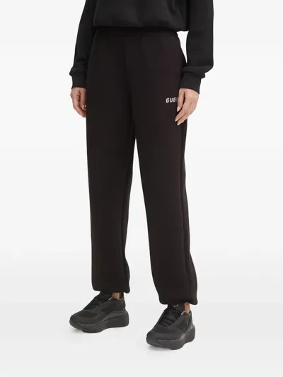 Guess Usa Rhinestone Logo Trousers In Black