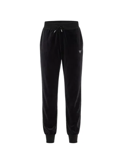 Guess Usa Rhinestone Straight Trousers In Black