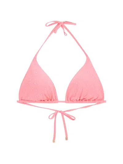 Guess Usa Rhinestone-embellished Bikini Top In Pink