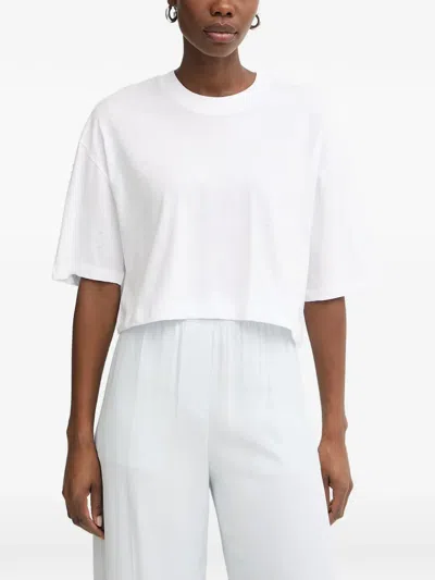 Guess Usa Rhinestone-embellished Cropped T-shirt In White
