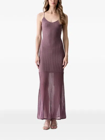 Guess Usa Rhinestone-embellished Pleated Maxi Dress In Purple