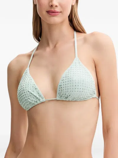 Guess Usa Rhinestone-embellished Triangle Bikini Top In Blue
