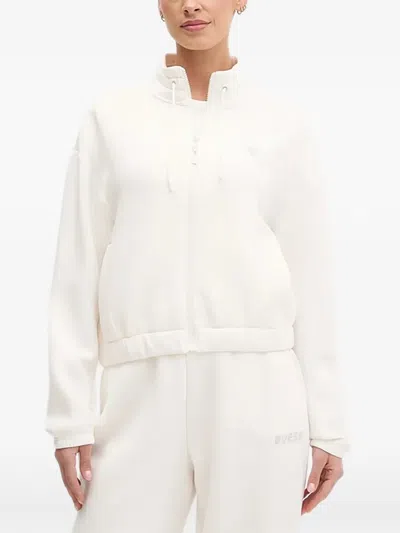Guess Usa Rhinestone-embellished Zip-up Jacket In White