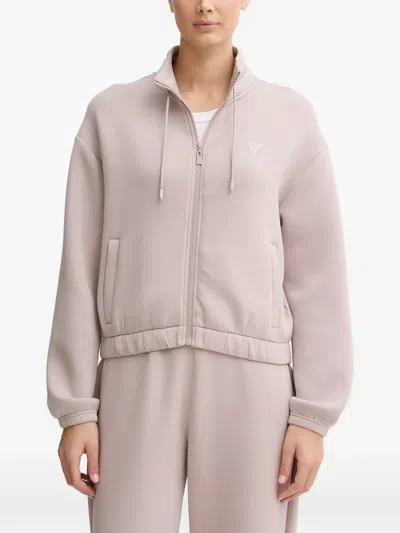 Guess Usa Rhinestone-embellished Zip-up Sweatshirt In Pink