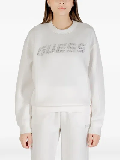 Guess Usa Rhinestone-embellished Logo Sweatshirt In Gray