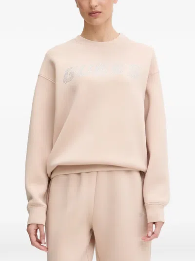 Guess Usa Rhinestone-logo Sweatshirt In Pink