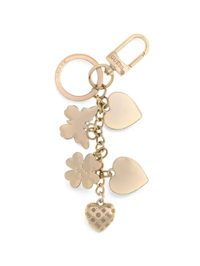 Guess Usa Rhinestones Keychain In Gold