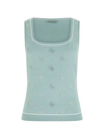 Guess Usa Rhinestones Tank Top In Green
