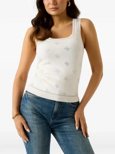 Guess Usa Rhinestones Tank Top In White