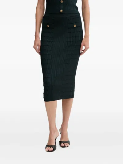 Guess Usa Ribbed Button-detail Skirt In Black