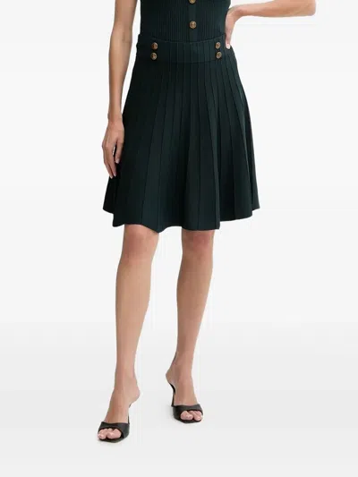 Guess Usa Ribbed Button-detailed Mini Skirt In Green