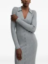 Guess Usa Ribbed Button Midi Dress In Gray