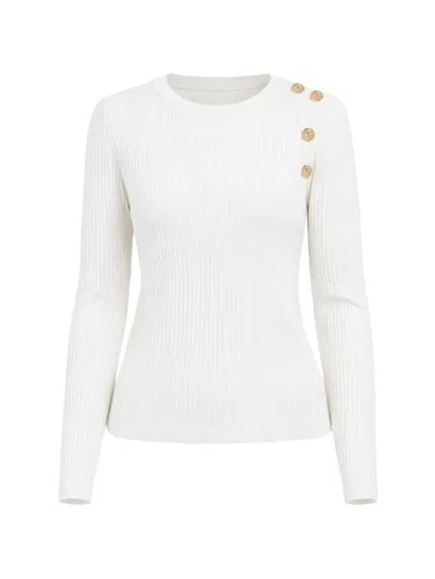 Guess Usa Ribbed Button Sweater In Multi