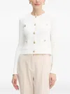 Guess Usa Ribbed Buttoned Cardigan In White