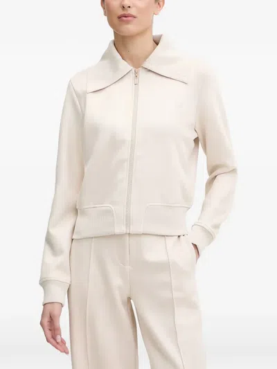 Guess Usa Ribbed Collar Zip Jacket In Metallic