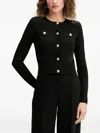 Guess Usa Ribbed Cropped Cardigan In Black