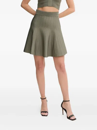 Guess Usa Ribbed Flared Mini Skirt In Green