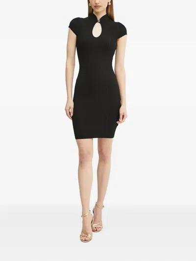 Guess Usa Ribbed Keyhole Mini Dress In Black