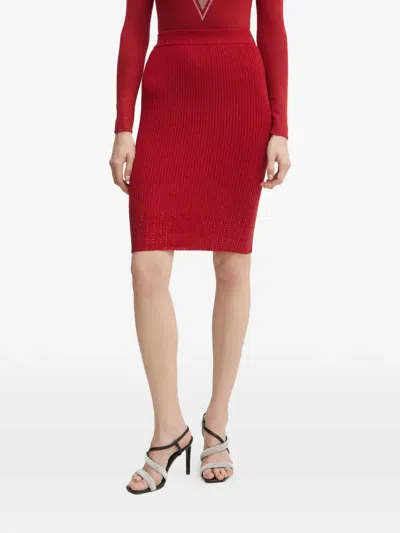 Guess Usa Ribbed Mini Skirt In Red