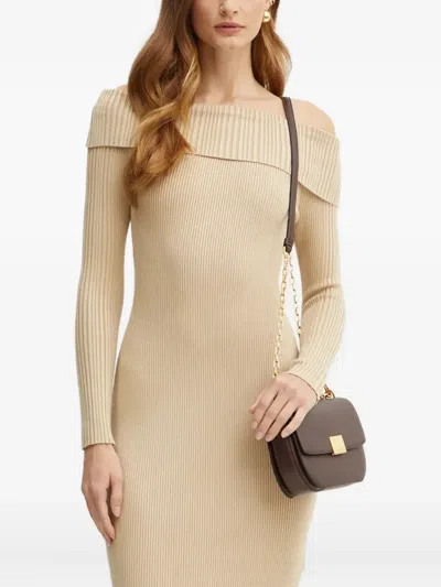 Guess Usa Ribbed Off-shoulder Mini Dress In Neutral