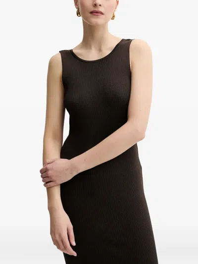 Guess Usa Ribbed Open-back Dress In Gray