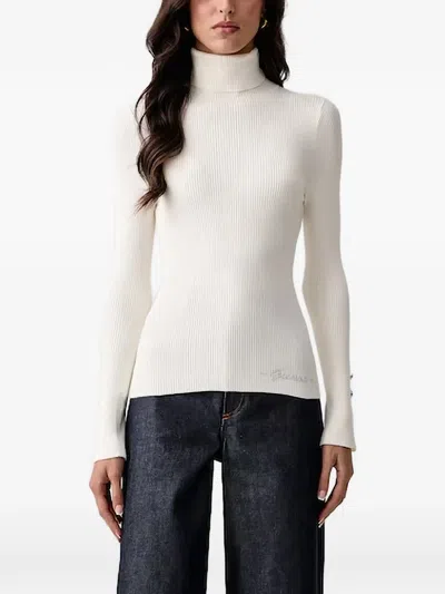 Guess Usa Ribbed Roll-neck Sweater In Neutral
